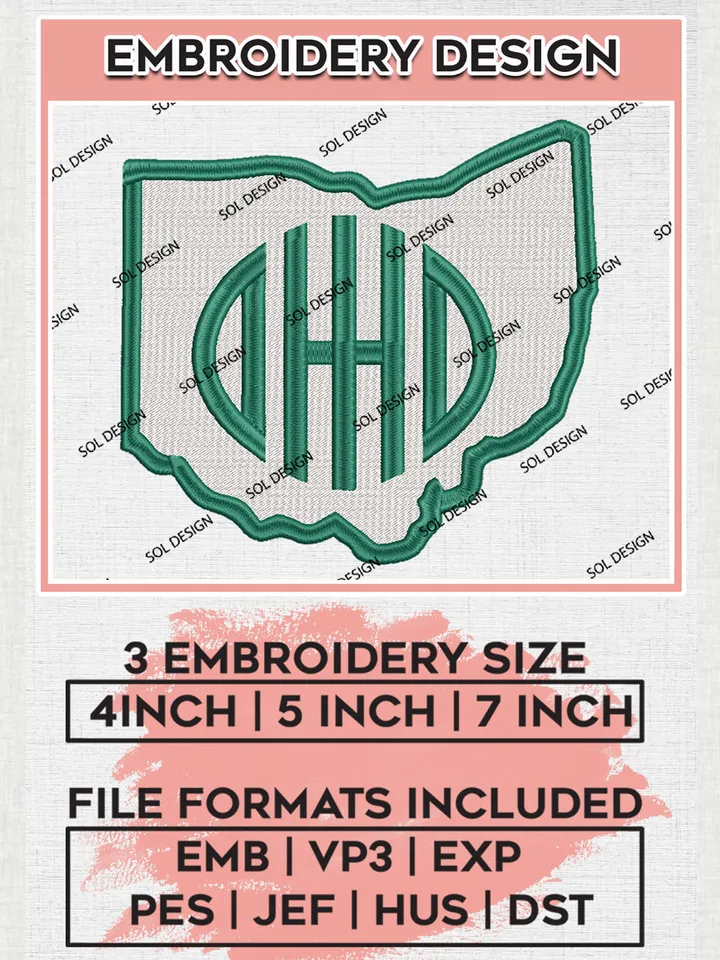 NCAA Ohio Bobcats College Football Team Map Logo embroidery designs, NCAA Ohio Bobcats Logo Machine embroidery designs, NCAA Team Logo embroidery designs, NCAA Game Day Machine embroidery designs, Digital Download