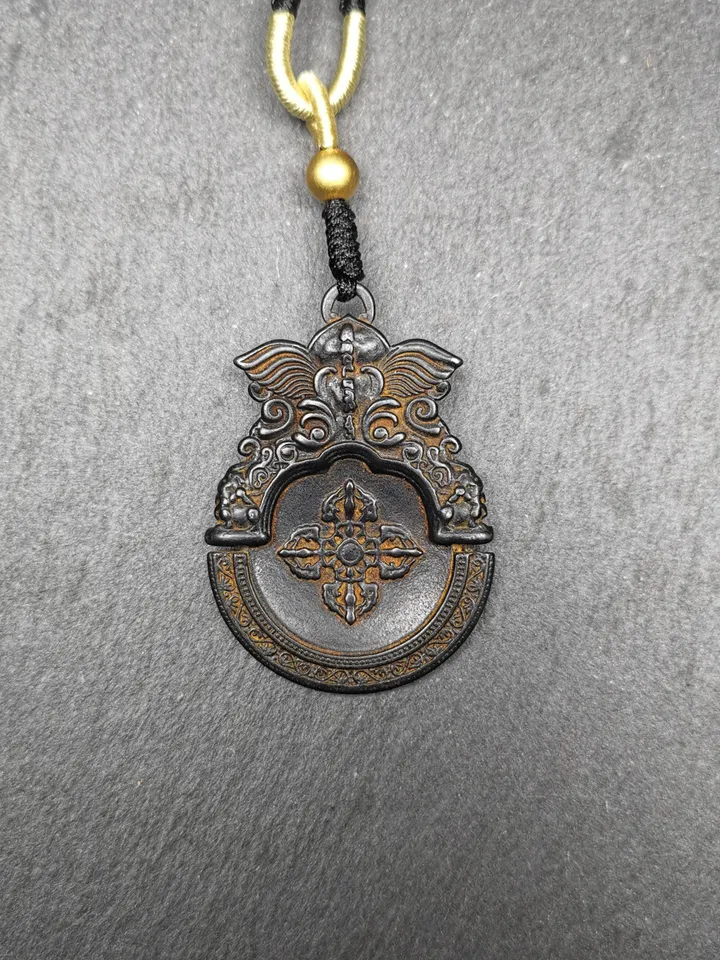 Gandhanra Antique Tibetan Buddhism Cross Vajra Amulet with Garuda Kirtimukha - Unique Thokcha Pendant Protective Charm