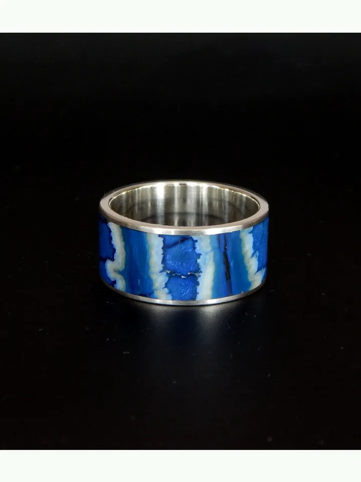 Unique ring made of silver and mammoth tooth. Exclusive gift for a man.