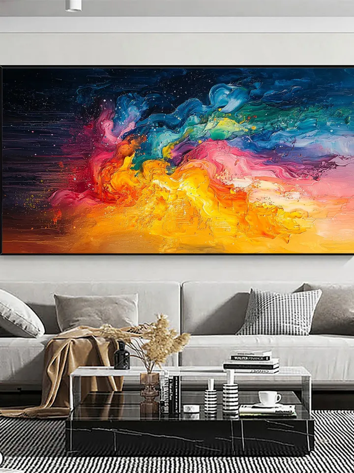 Original Colorful Universe Oil Painting On Canvas, Large Wall Art, Abstract Colorfully Painting, Custom Painting, Living room Wall Decor