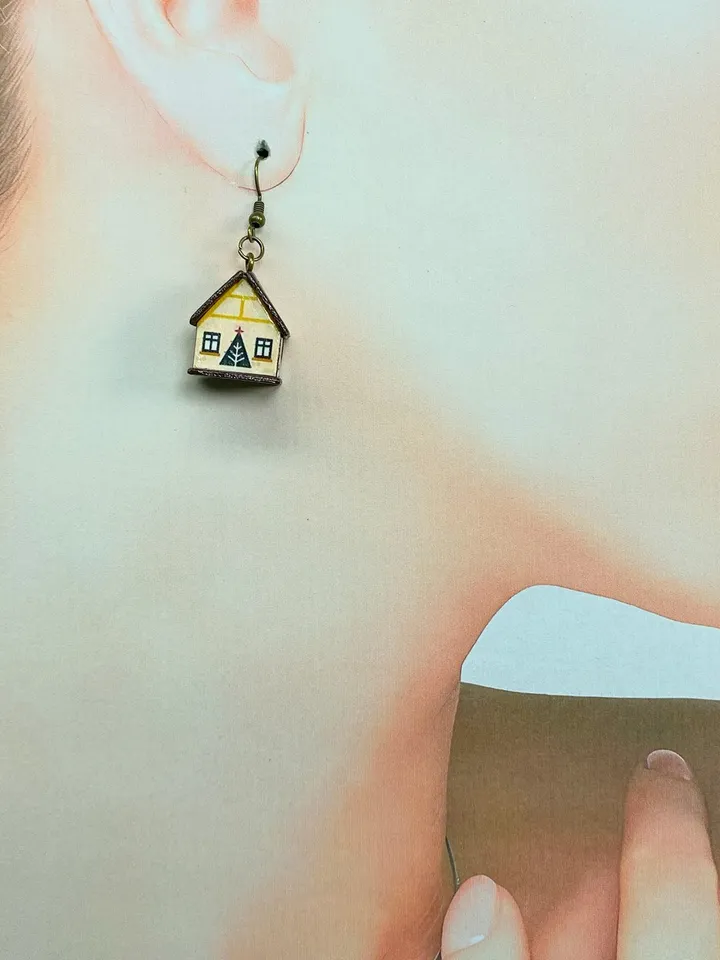 House earrings. Interesting handmade earrings.