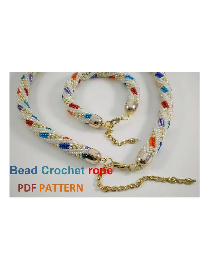 Bead Crochet Necklace Bracelet pattern,Rope bead crochet,pattern seed beads, DIY, bead jewelery, Instant Download, PDF fail