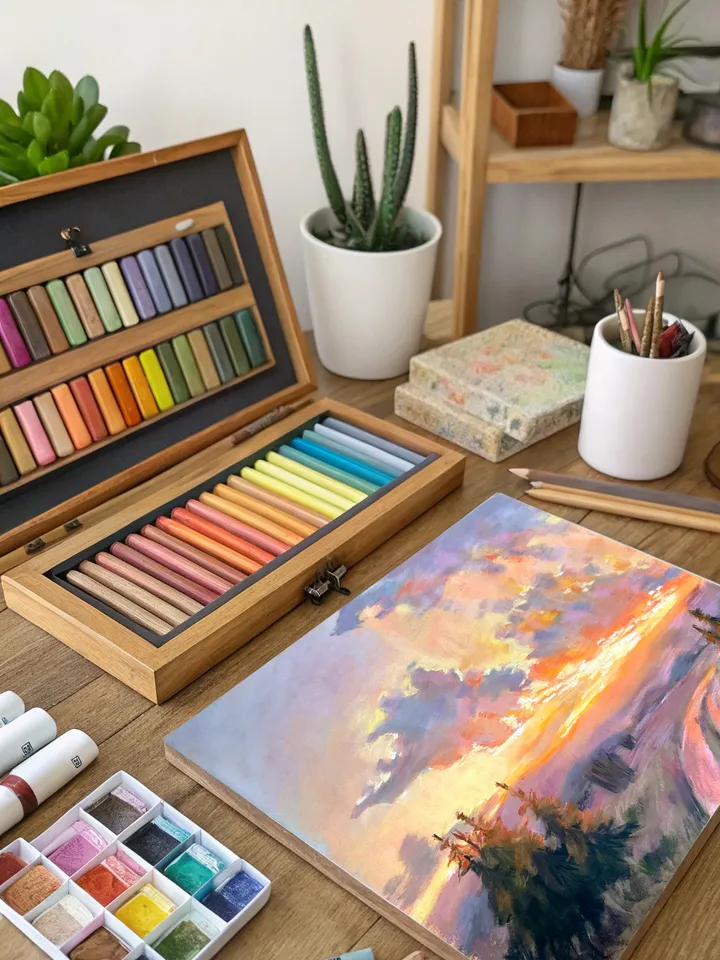 Fiery Sunset Pastel Painting – 12x16 Landscape Art on Pastelmat by IrenFantasyArt