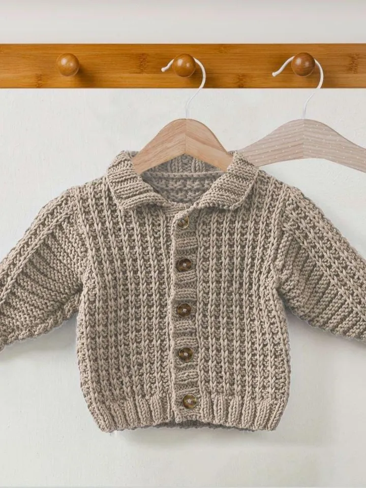 Aran cardigan knitting pdf pattern, baby kids children cardigan pattern, ribbed cable cardigan baby, 3 months -5 years