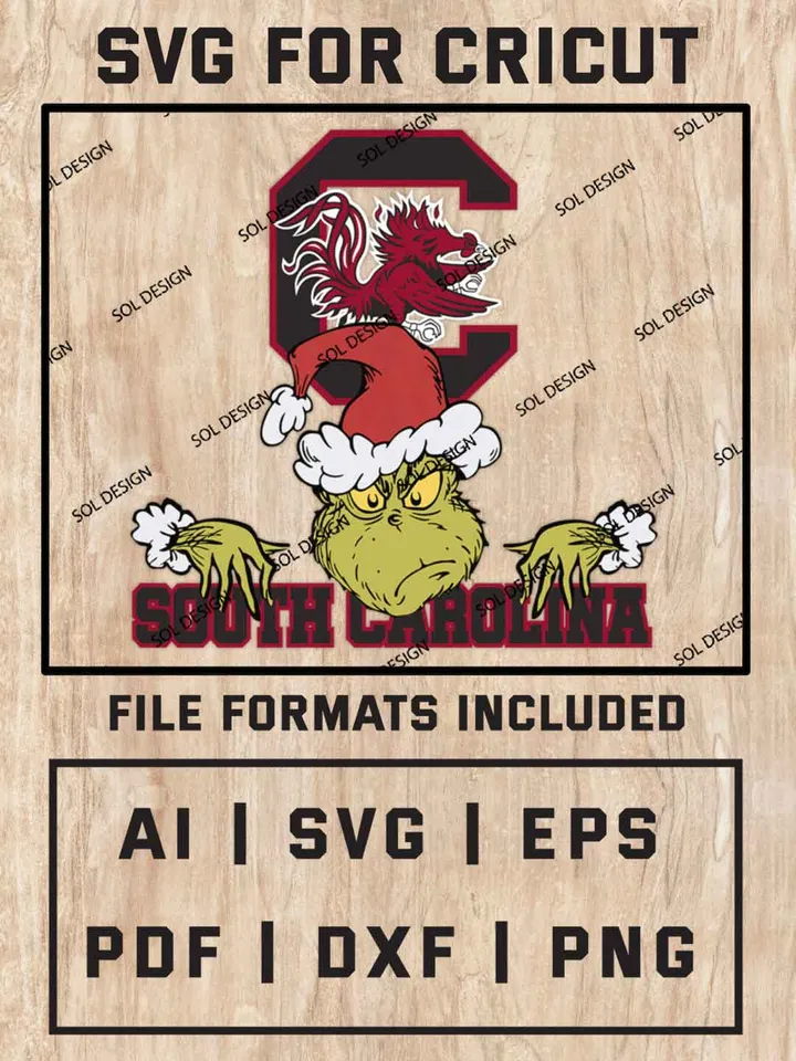 Grinch South Carolina Gamecocks SVG, NCAA SVG Design, NCAA South Carolina Gamecocks SVG, NCAA Gamecocks Cricut, Christmas Svg, Grinch svg, Digital Download
