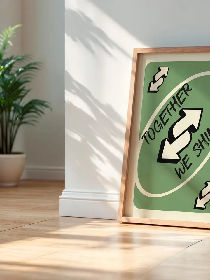 Together We Shine play Reverse Card Wall Art Funny Meme Poster Digital Download Green Black Typography Pop Culture Print Game Room Meme Deco
