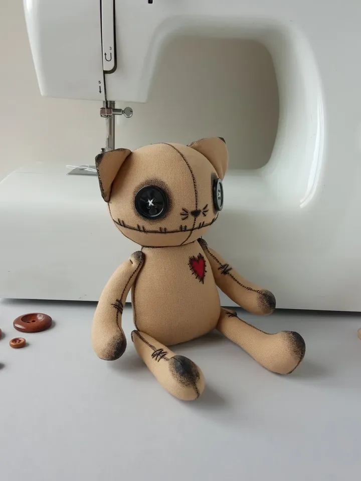 Handmade Stuffed Cat – Beige