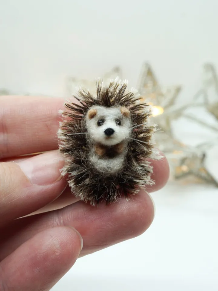 Marshmallow the hedgehog, miniature needle felted animal, baby hedgehog, made to order