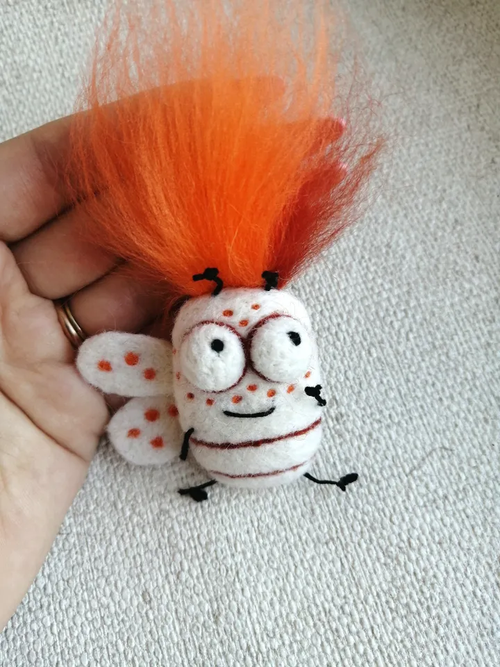 White womens brooch with Original decoration for a redhead with freckles a girl