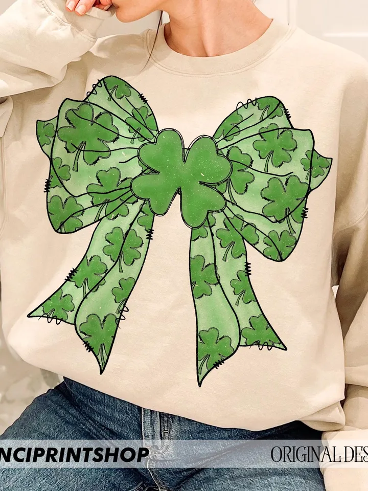 Coquette Patrick's Day Bow Png, Patrick Day Png, Shramrock Lucky Bow Png, Lucky png, Irish Patrick Day Shirt Design Digital Download