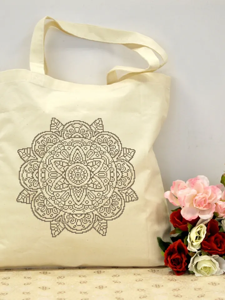 Easy mandala cross stitch pattern download PDF Monochrome cross stitch chart Modern mandala ornament digital PDF Mandala embroidery PDF #M86