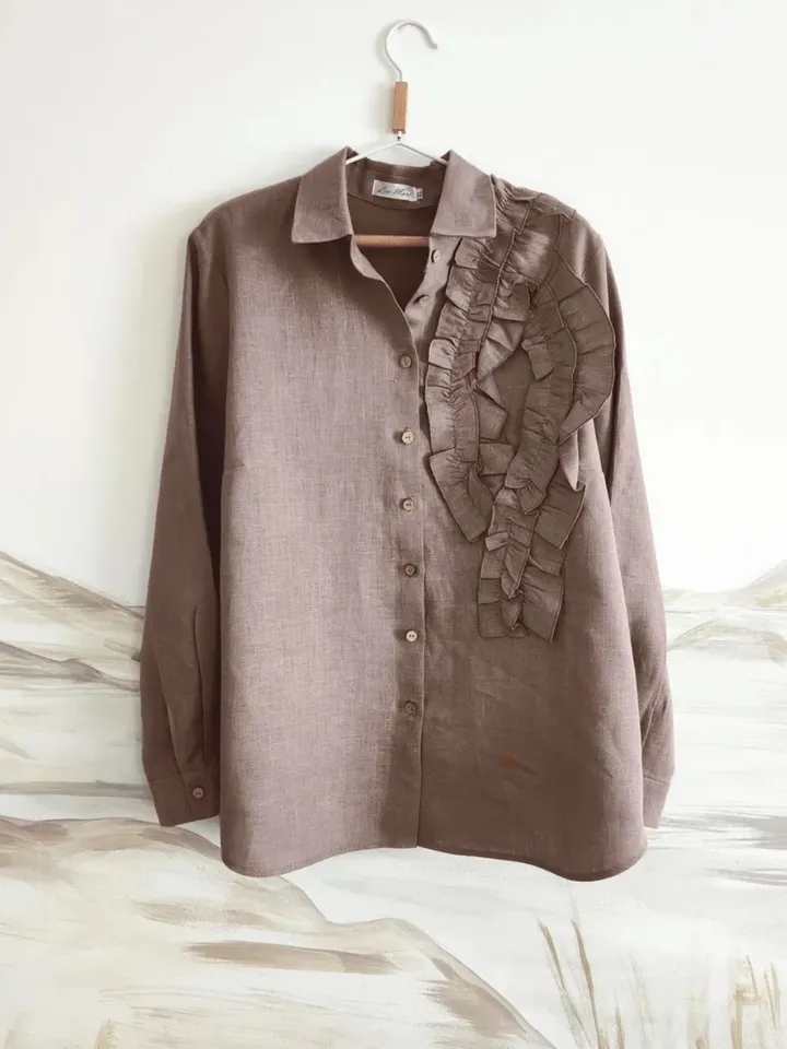 Ruffled linen blouse