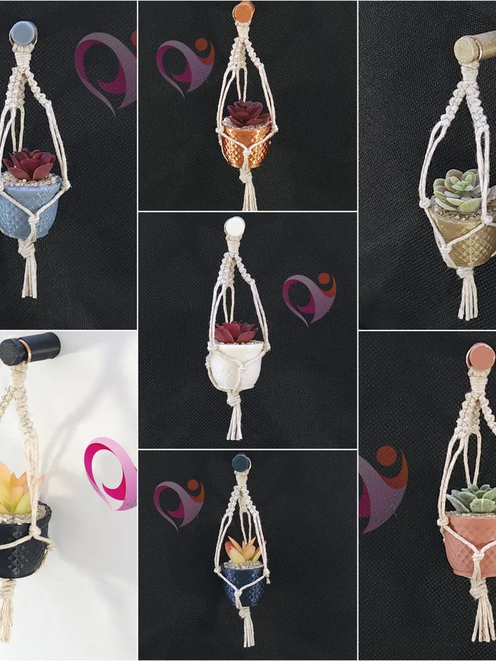 Mini Plant Magnet Tiny Macrame Succulent Hanging Locker Magnet Unique Gift Plant Lover Kitchen Decor Cute Fridge Magnet Gift Under 10