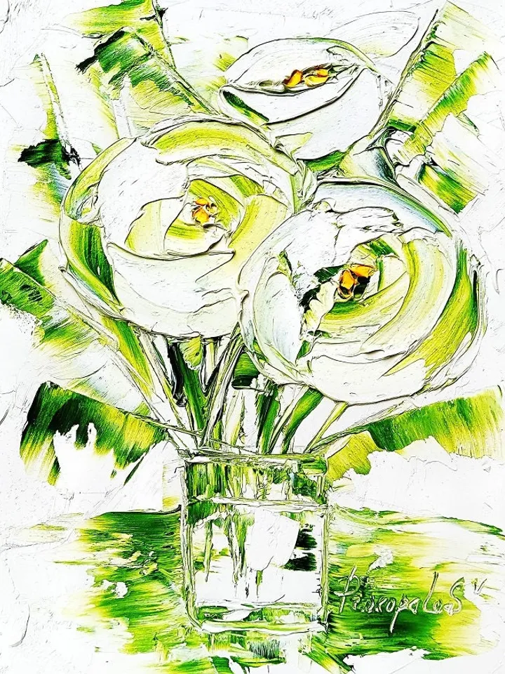 Peony Painting Floral Original Art 10x8 Small Impasto Oil Painting Symphony of Petals Peonies