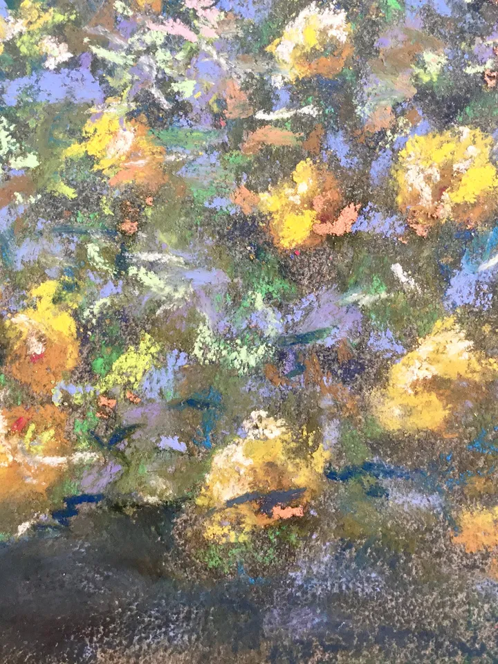 Flower garden,original soft pastel painting on sand paper,Flowers painting Klimt inspired,colourful soft pastel wall art,garden painting.