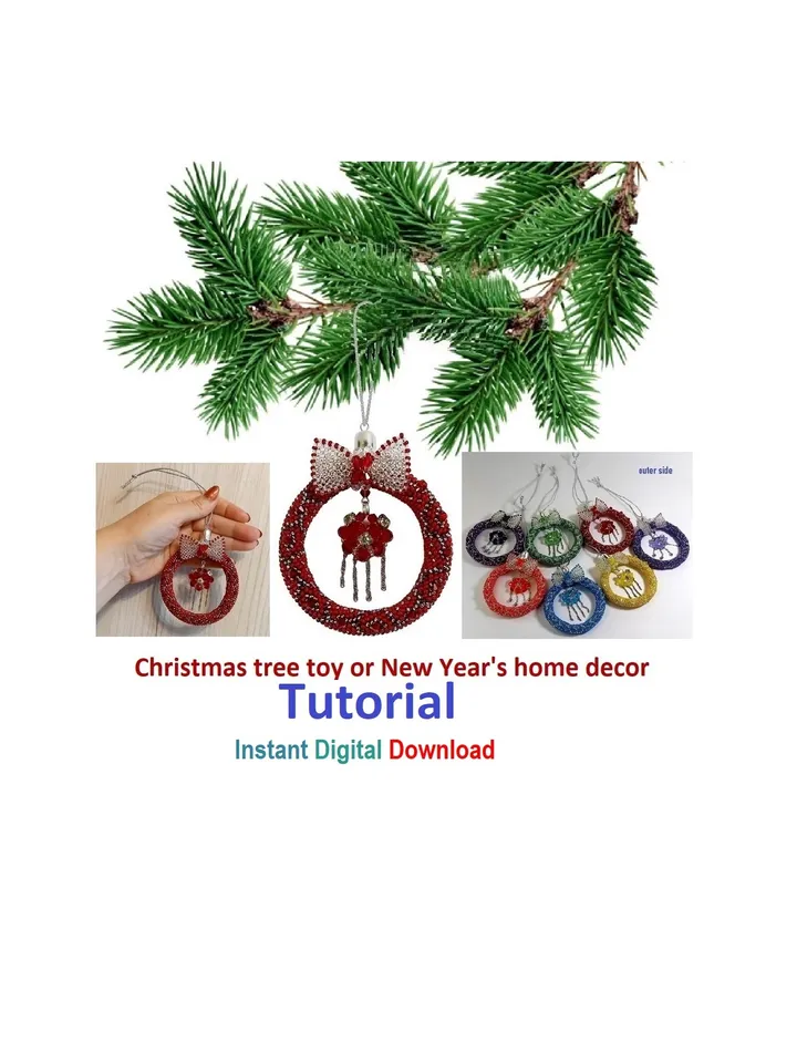 Tutorial Beading Christmas tree decoration,New Year's decor for home-office. Bead Rope, Instant Download, PDF