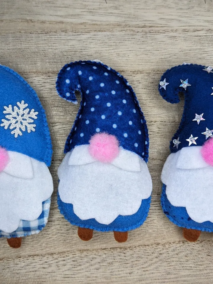 Holiday Gnomes, Felt Christmas Tree Decorations, Scandinavian Gnome, Christmas Gnomes, Swedish Gnome, Blue gnome, Set 3 toy