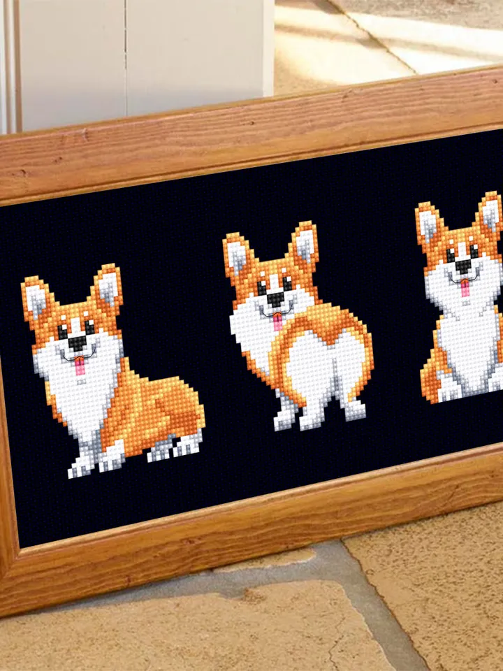 Funny Corgi cross stitch pattern PDF download Set of 3 mini dog cross stitch chart, Corgi ornament pattern digital PDF, Cute Corgi butt #D16