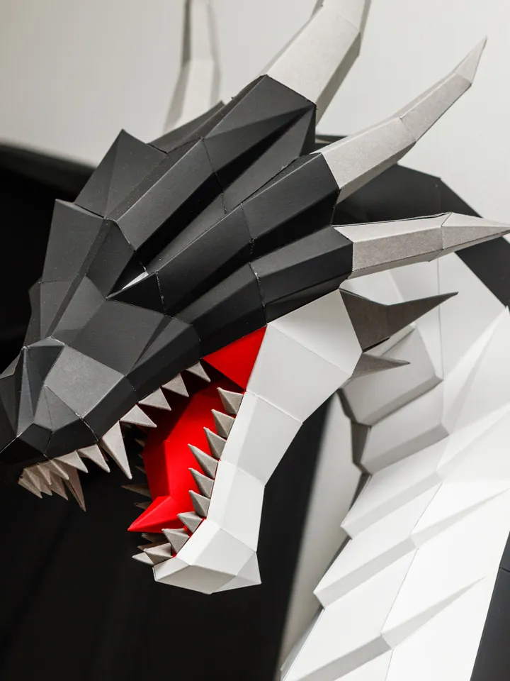 Papercraft Awesome Dragon With Wings, Digital Template, PDF Download, Gurko, 3D Low Poly, Pepakura, DIY Origami Sculpture, Paper Decor, Gift
