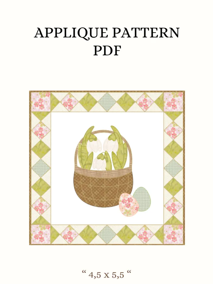Pattern for applique "Easter basket" in PDF format, digital pattern for applique.