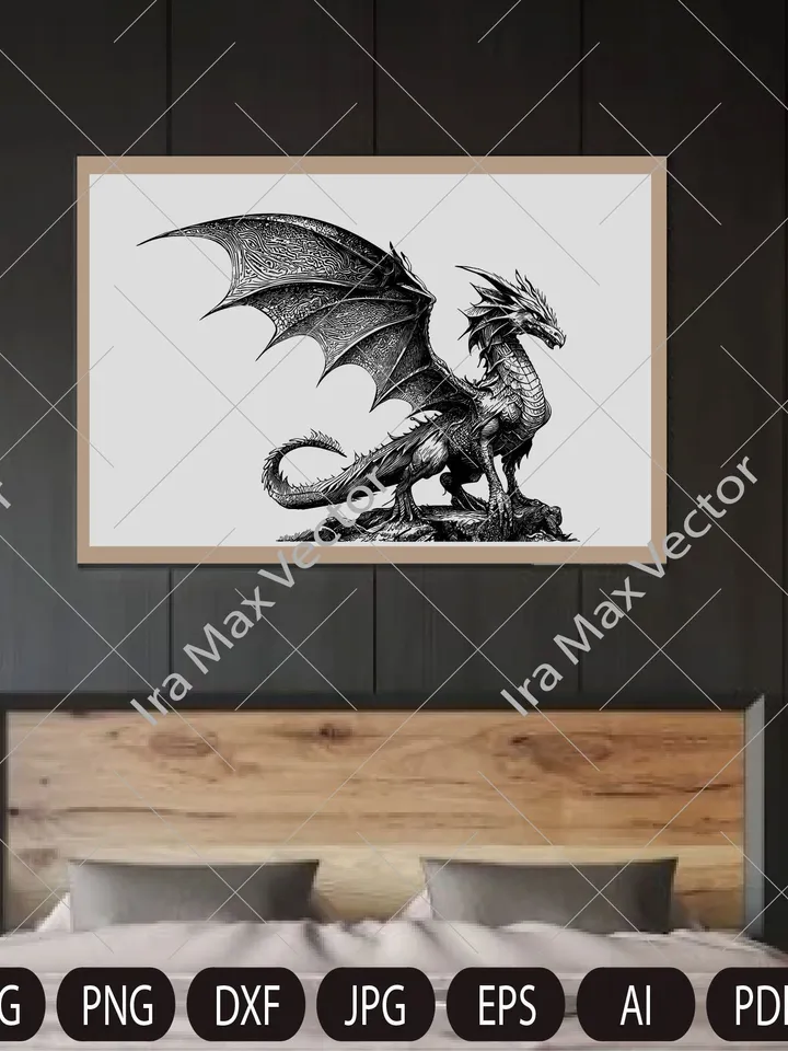 Dragon svg, Dragon detailed, Dragon Clipart, Dragon Vector, Chinese Dragon SVG, Fantasy Dragon SVG, Asian dragon Svg, Dragon Silhouette