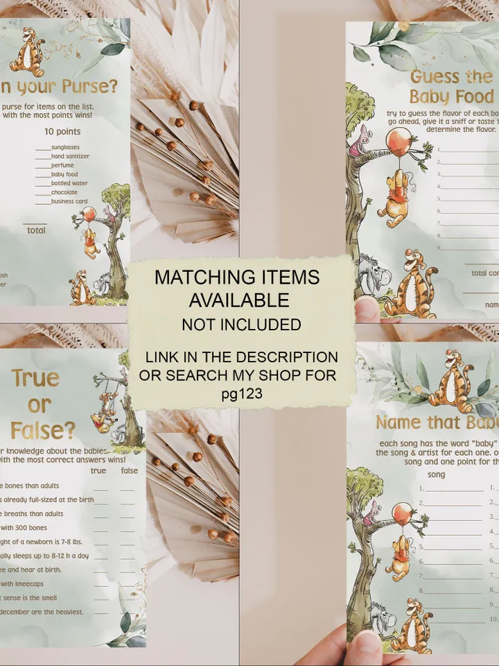 Classic Winnie Pooh Baby Shower Invitation Set; Neutral Baby Shower Template; Wizard Baby Shower Invite Honey Bear Invite Winnie Pooh pg123