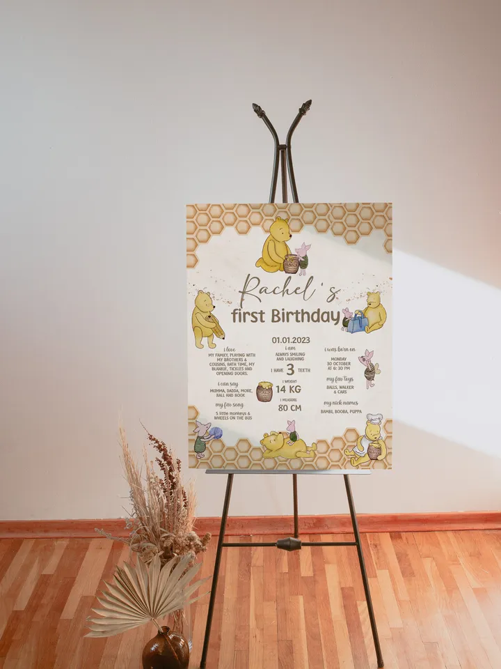 DIY Winnie Pooh Birthday Bundle; Editable 1st Birthday Party Template; Winnie the Pooh Birthday Party; Pooh Birthday Party Decoration; hc12
