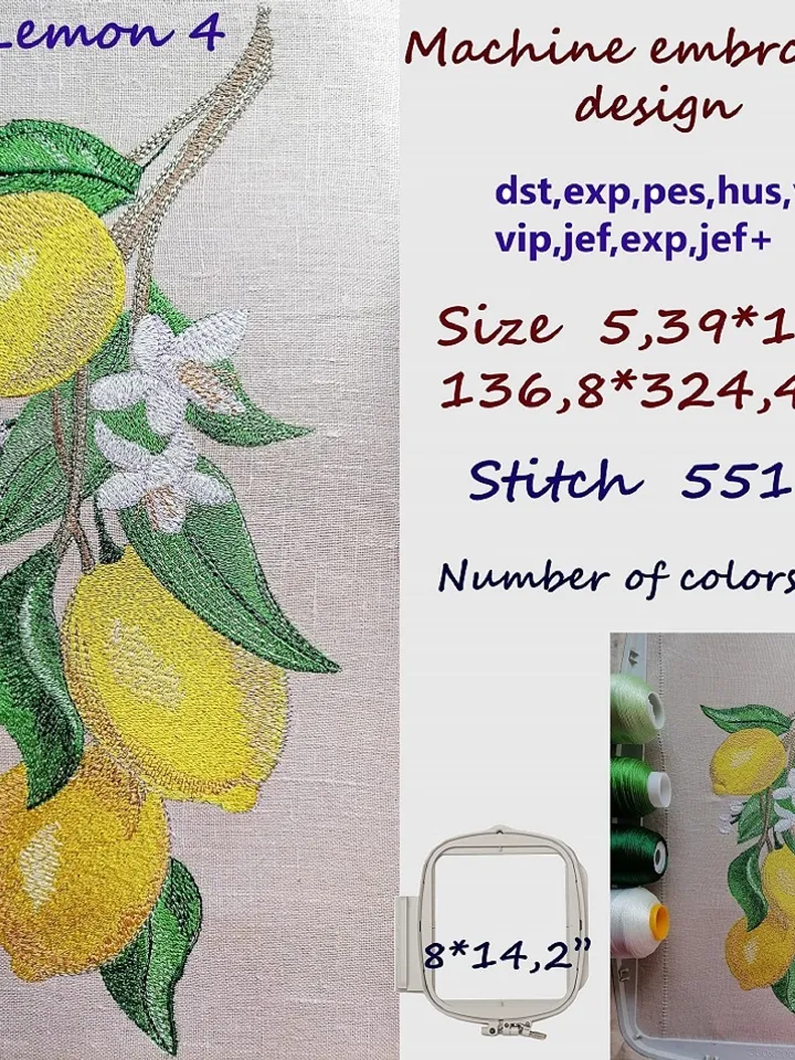 Lemon 4 8x14 Embroidery Design DIGITAL EMBROIDERY