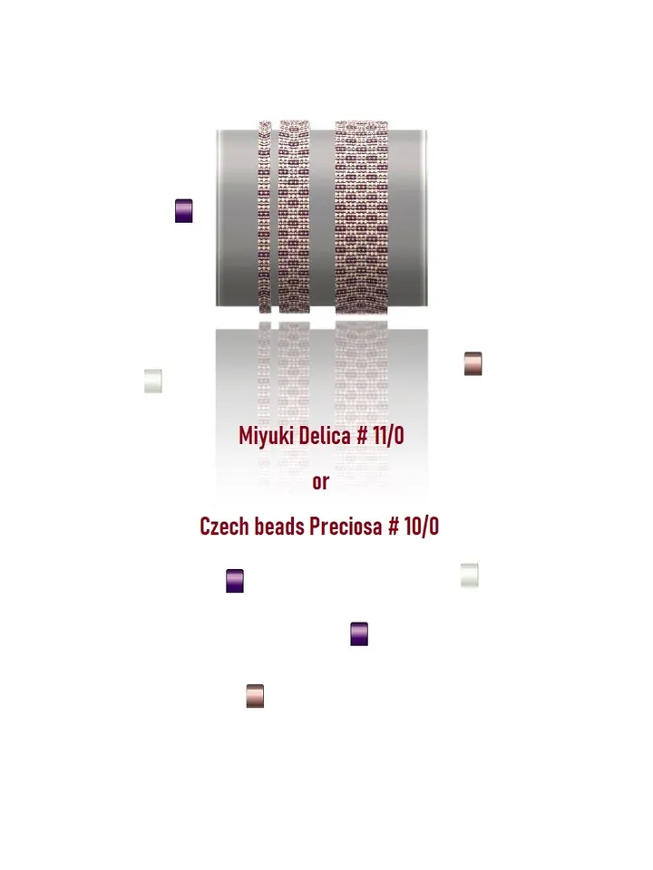 Cuff Bracelet patterns in Loom-Square Stitch technique for Miyuki Delicas and Preciosa, Instant Download