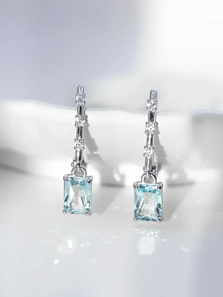 Earrings 925 silver, with topaz