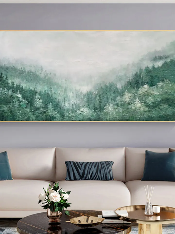 Original Green Forest Painting on Canvas Custom Painting Texture Wall Art Personalized Gift Giant Trees Nature Scenery Art Modern Home Decor