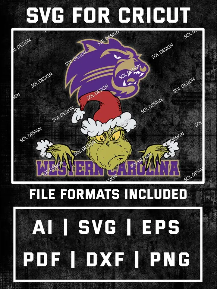Grinch Western Carolina Catamounts SVG, NCAA SVG Design, NCAA WCU Catamounts SVG, NCAA Catamounts Cricut, Christmas Svg, Grinch svg, Digital Download