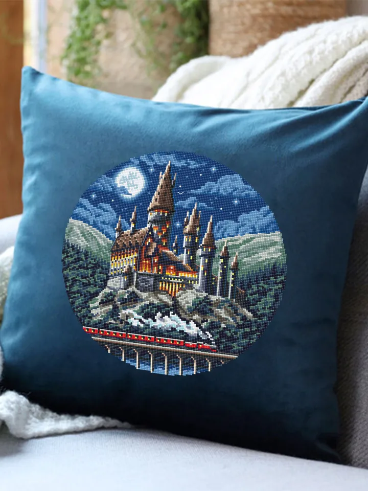 Wizard school cross stitch pattern PDF download Night magic castle cross stitch chart Magic kingdom pattern digital PDF School of magic #C10