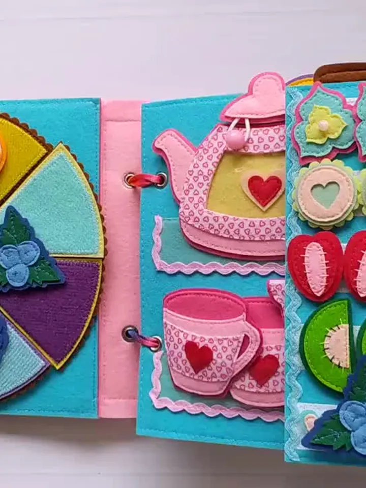 Cooking  Quiet book Pattern pdf, Kitchen Felt book pattern svg, Soft sensory book template, Busy book sewing ideas for girl 2, 3, 4 year old