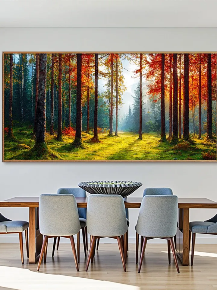 Original Autumn Forest Oil Painting On Canvas, Fall Colors Landscape Art, Nature Wall Art, Woodland Scene, Original Artwork, Forest Path Art