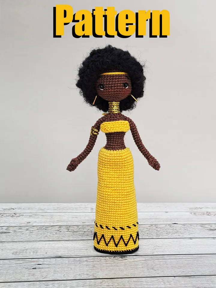 Crochet african doll pattern, pattern crochet black doll, national doll pattern