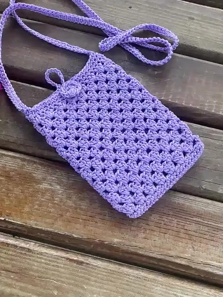 Crochet crossbody bag pattern, cell phone pouch, crochet mini