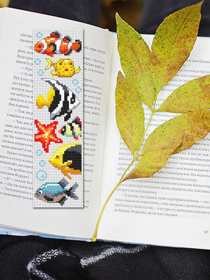 Fish bookmark cross stitch pattern PDF download Aquarium fish cross stitch chart, Bookmark pattern digital PDF, Tropical fish pattern #B277