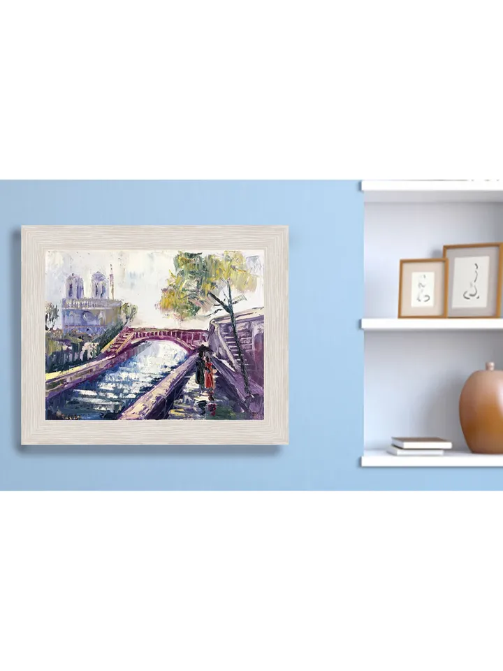 Paris painting, Original oil painting on canvas, Notre Dame Paris cityscape wall art