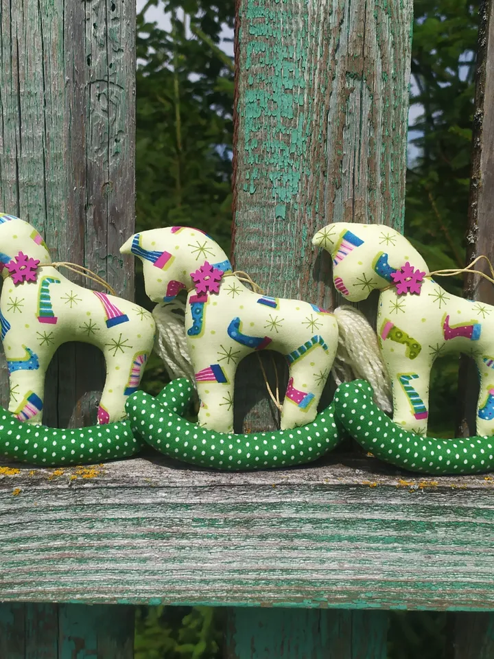 Christmas decorations, 3pcs/ Textile horse/ Christmas present