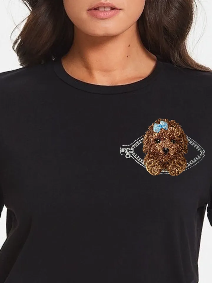Poodle in a zipper pocket Miniature realistic machine embroidery design Pet design Dog realistic pattern Poodle embroidery pattern