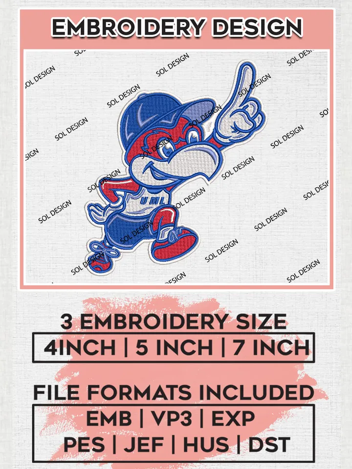 UMass Lowell River Hawks NCAA Team Mascot Logo embroidery designs, NCAA UMass Lowell River Hawks Logo Machine embroidery files, NCAA Team Logo embroidery designs, NCAA Game Day Machine embroidery designs, Digital Download