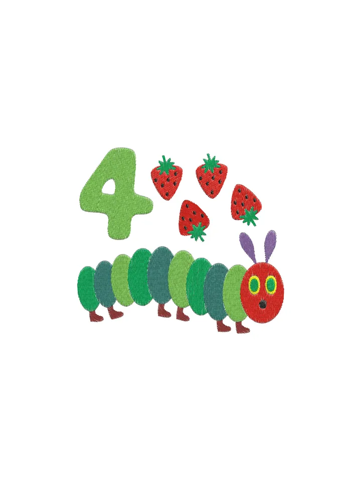 Hungry Caterpillar Machine Embroidery Design,cute machine embroidery design,2 sizes,Instant Download--731