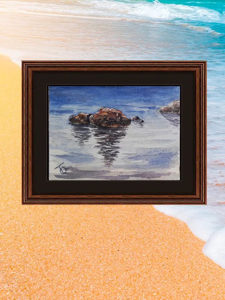 Coastal stones. Sea voyages watercolor series