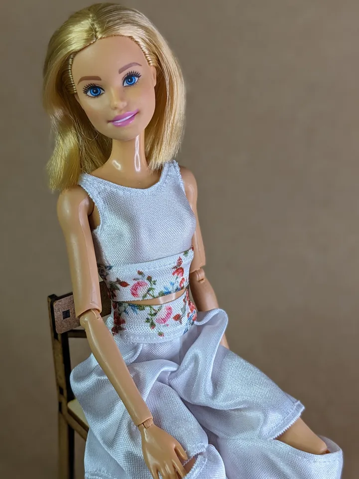 Handmade white & red floral print sports set for 1/6 scale fashion female dolls