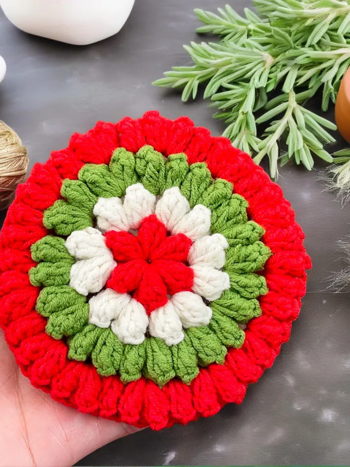 Flower Scrubby Crochet Pattern, Festive DIY Decorative Scrubby for Eco-Friendly Christmas Gift, Easy Beginner PDF Tutorial