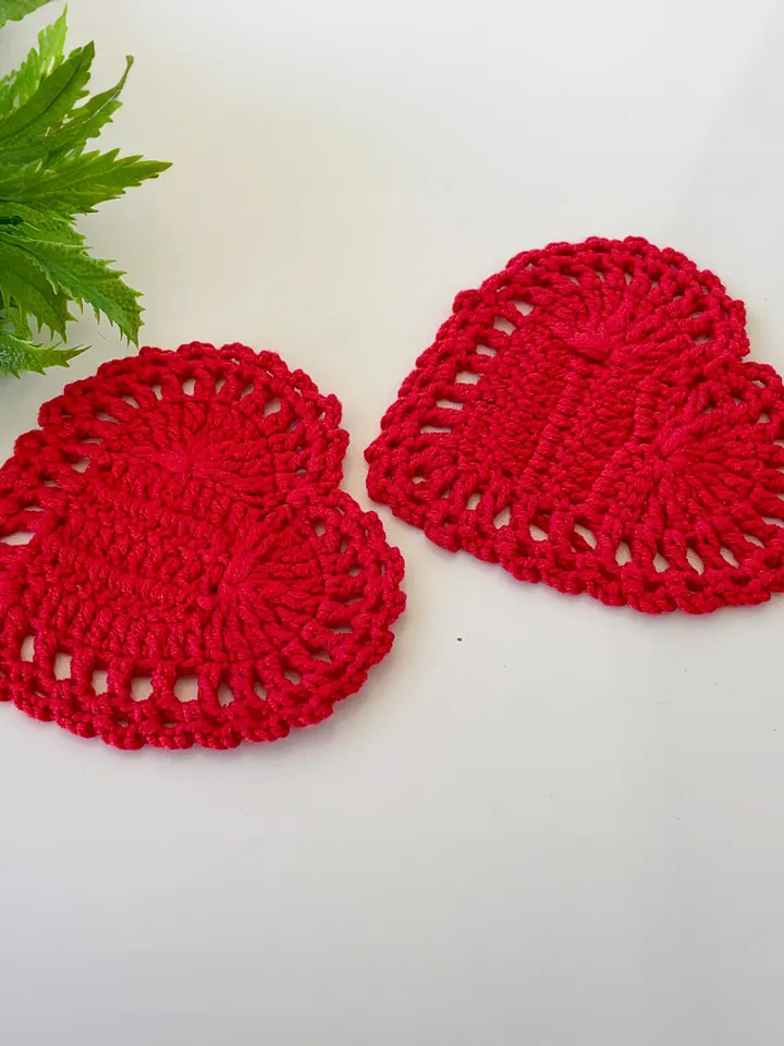 Crochet Heart Diy Pattern PDF, Easy Valentine Crochet Applique, Beginner-Friendly Romantic Heart Coaster DIY, Instant Download Pattern