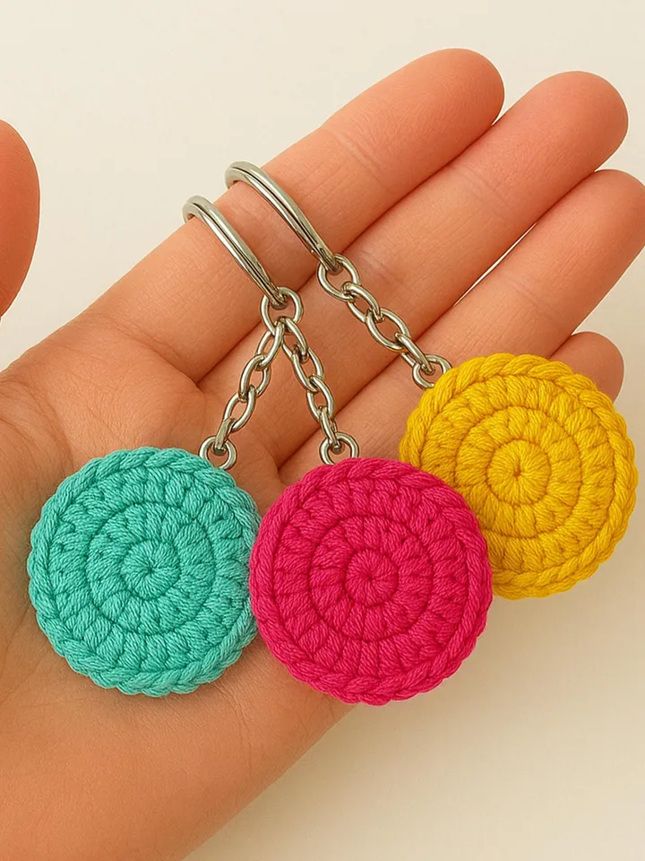 Crochet Macaron Keychain Pattern, Amigurumi Cookie Keyring PDF, DIY Cute Dessert Plush, Handmade Sweet Treat Charm, Instant Download