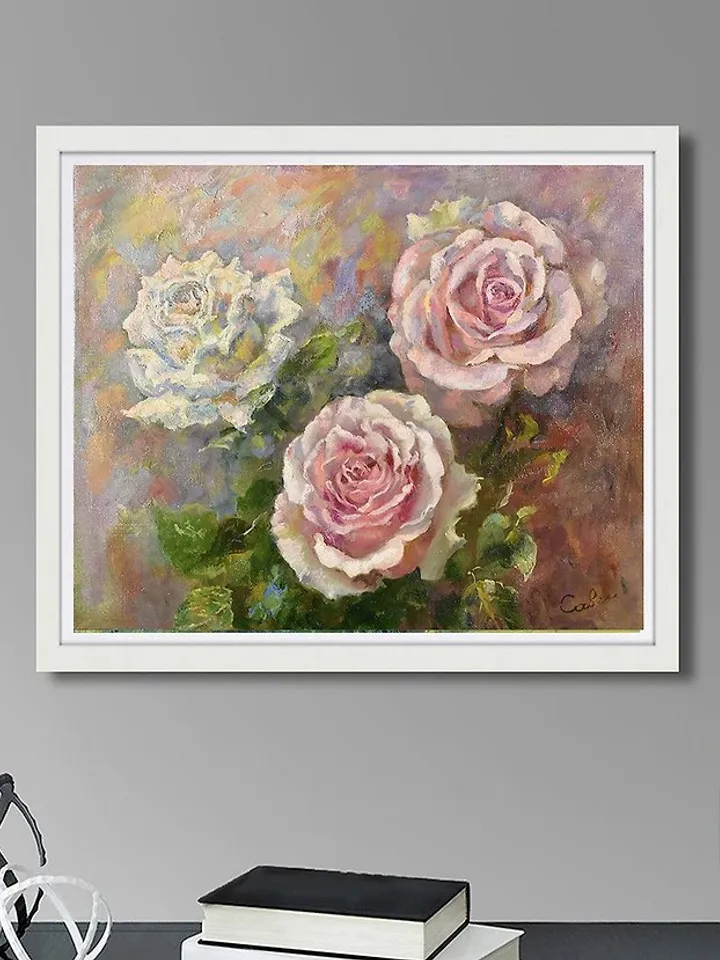Roses Painting Flower Original Art Artwork Floral Oil Wall Art