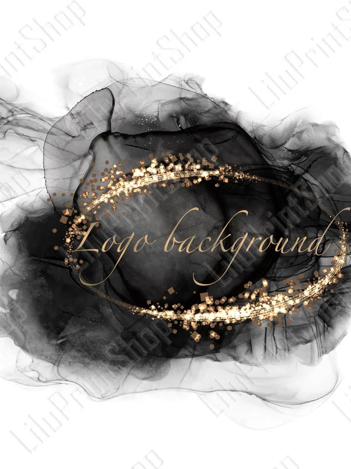Black Logo Background Png, Black alcohol ink logo png, Black & gold logo design, Black logo png, Black frame, Watercolor splash logo design